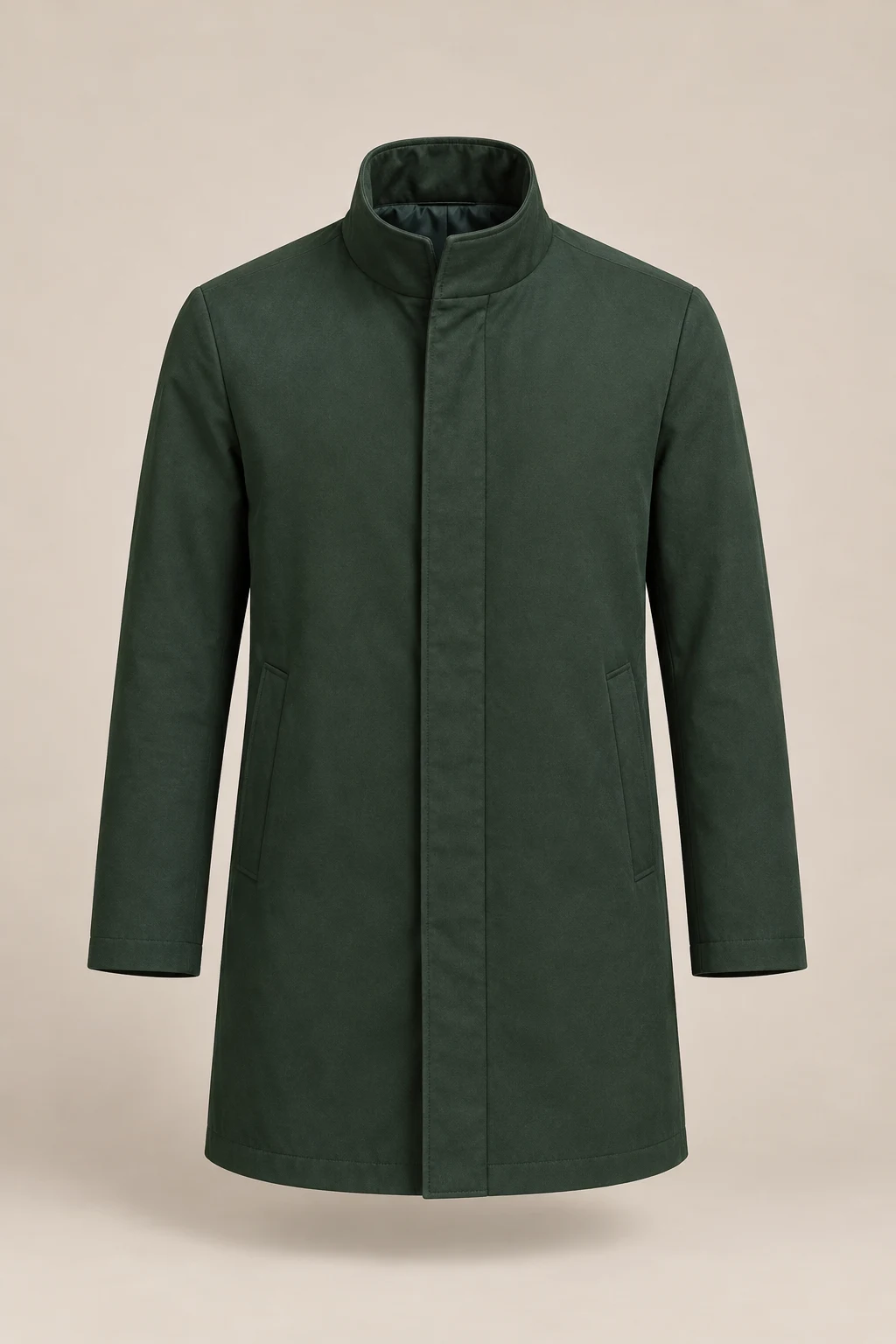 Inspector Stand-Collar Coat in Forest Green